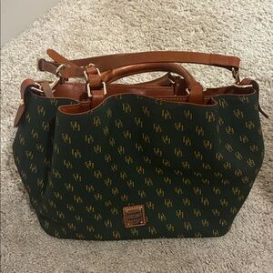 Dooney & Bourke Dark Green and Tan Shoulder Bag
